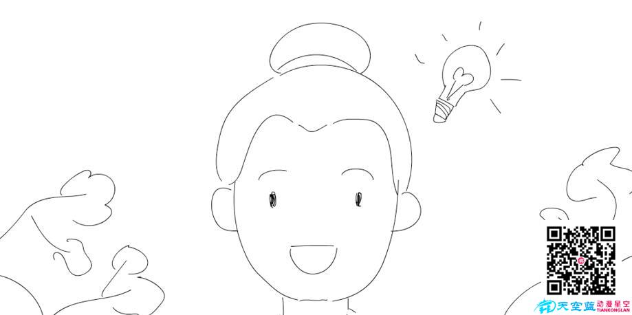 表情變化，開心的說話，邊上出現(xiàn)一個燈泡表示想到辦法.jpg