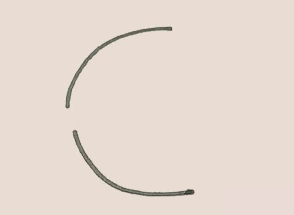 畫上兩段弧線，有點(diǎn)像缺了個(gè)口的半圓形。.png