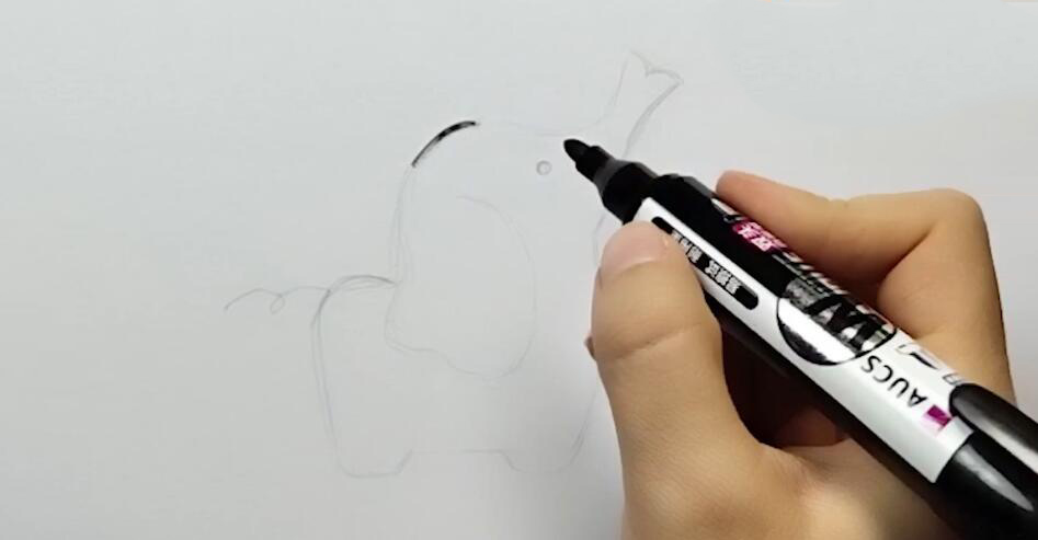 一、先用鉛筆描出大象的形象.jpg