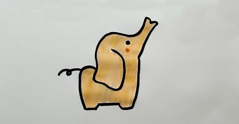 四、用黃色的筆填色?？蓯?ài)的大象就畫(huà)好啦。.jpg