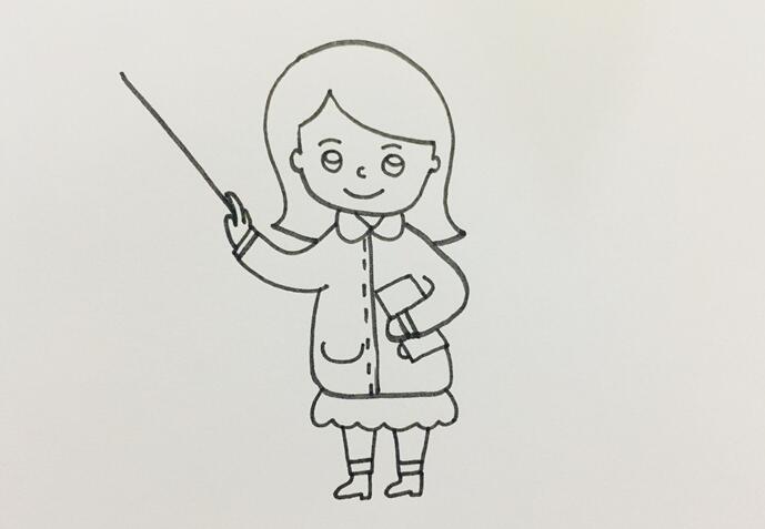 四、繼續(xù)畫(huà)出下半身，衣服下面是裙子，腳上踩著高跟鞋。.jpg