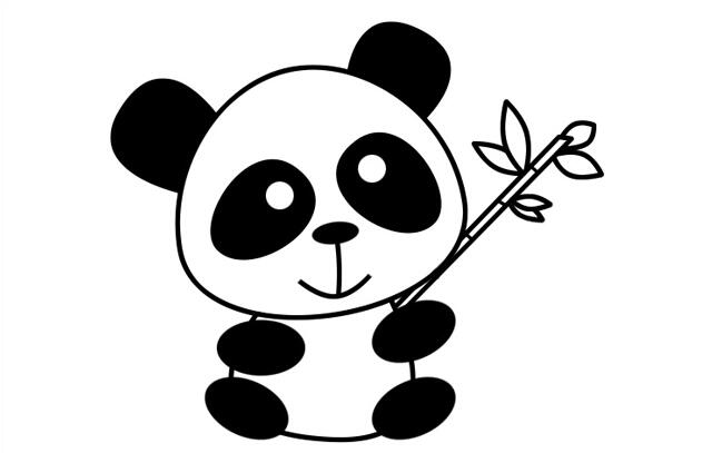 抱著竹子的可愛(ài)大熊貓簡(jiǎn)筆畫(huà).jpg