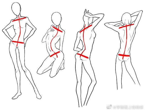 人體動勢線與姿勢參考，學(xué)畫畫收藏不虧