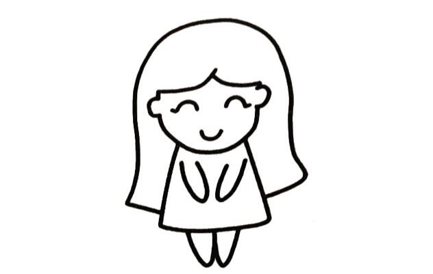 長發(fā)小美女簡筆畫怎么畫？長發(fā)小美女簡筆畫步驟教程.jpg