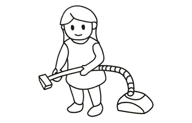 正在用吸塵器打掃衛(wèi)生的簡(jiǎn)筆畫(huà)怎么畫(huà)？正在用吸塵器打掃衛(wèi)生的簡(jiǎn)筆畫(huà)素材.jpg