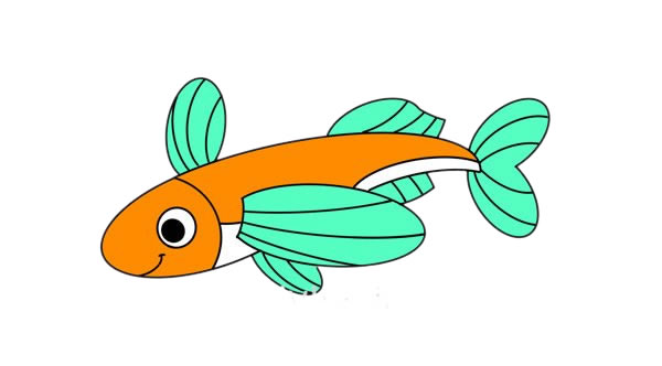 卡通飛魚簡(jiǎn)筆畫步驟圖
