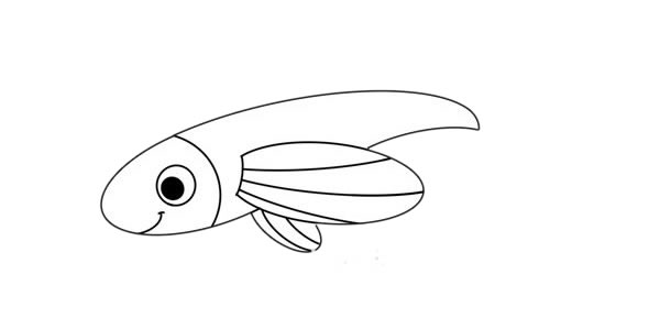 卡通飛魚簡(jiǎn)筆畫步驟圖