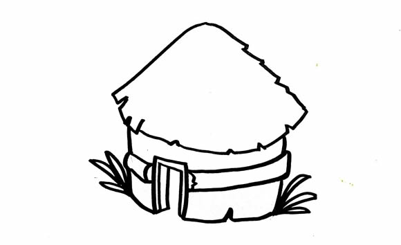 茅草屋簡(jiǎn)筆畫彩色畫法