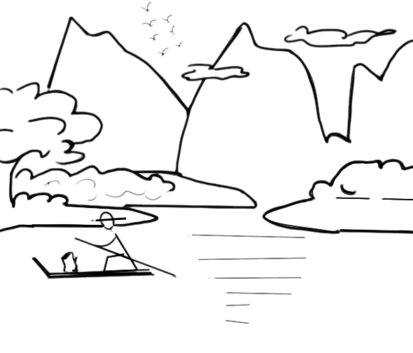 山水風景怎么畫？
