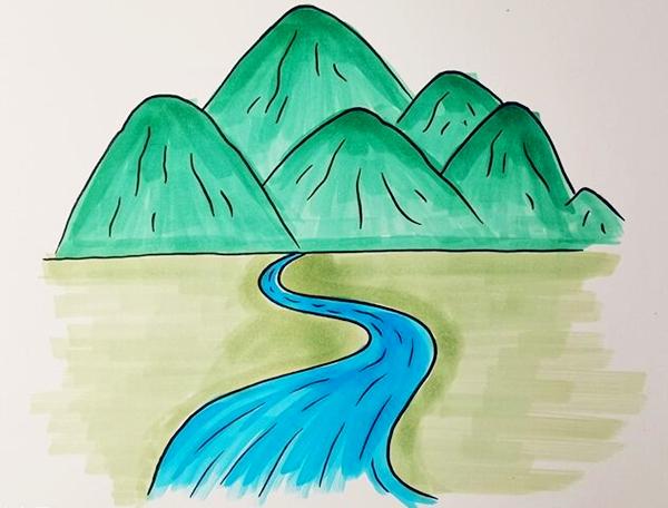 高山流水場(chǎng)景怎么畫(huà)？