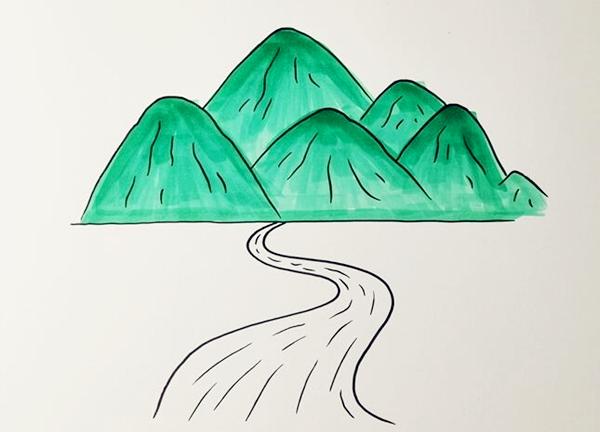 高山流水的簡(jiǎn)筆畫(huà)