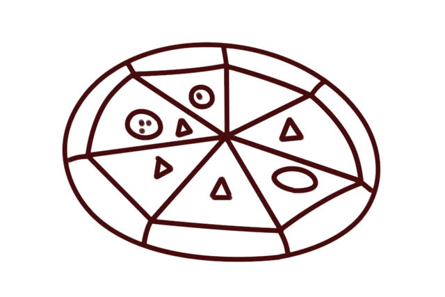 披薩簡筆畫怎么畫,披薩簡筆畫步驟教程 美食披薩簡筆畫簡單畫法圖片