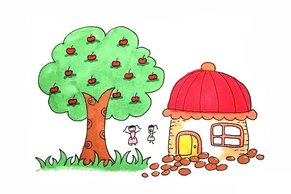 果樹和房屋怎么畫？