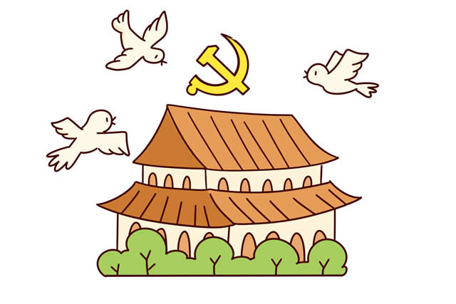 手繪建黨節(jié)場景怎么畫呢,畫建黨節(jié)場景的畫法步驟教程 建黨節(jié)簡筆畫簡單圖片大全漂亮_鴿子和天安門