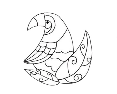 卡通鸚鵡簡(jiǎn)筆畫圖片