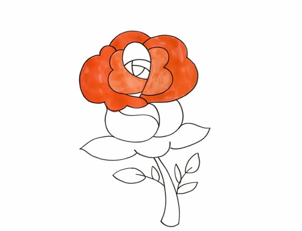 七夕一支玫瑰花簡(jiǎn)筆畫圖片
