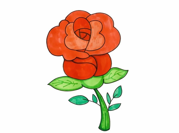 七夕一支玫瑰花簡(jiǎn)筆畫圖片