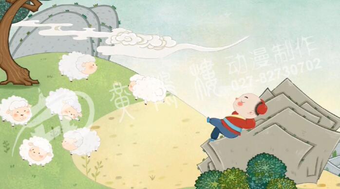 從前，有個(gè)放羊娃，每天趕著一群羊，到山里去吃草。.jpg