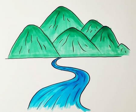 高山流水簡(jiǎn)筆畫(huà)怎么畫(huà)簡(jiǎn)單又漂亮