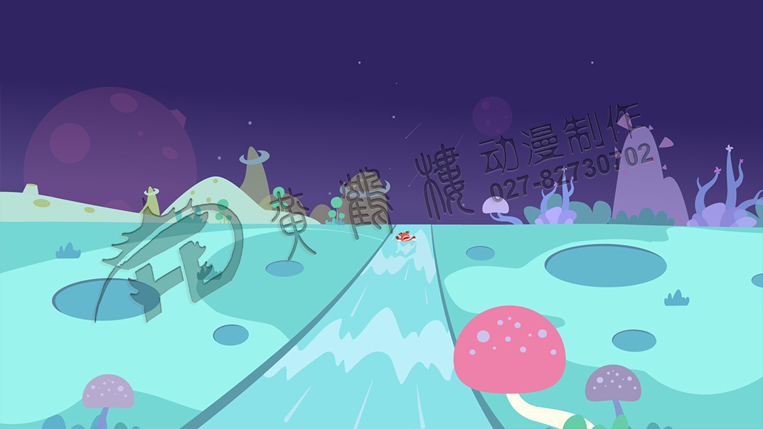 英語課動(dòng)畫制作：小惡龍卻沒控制中，扎進(jìn)了瀑布里，被強(qiáng)力的水流擊落到了湖中。.jpg