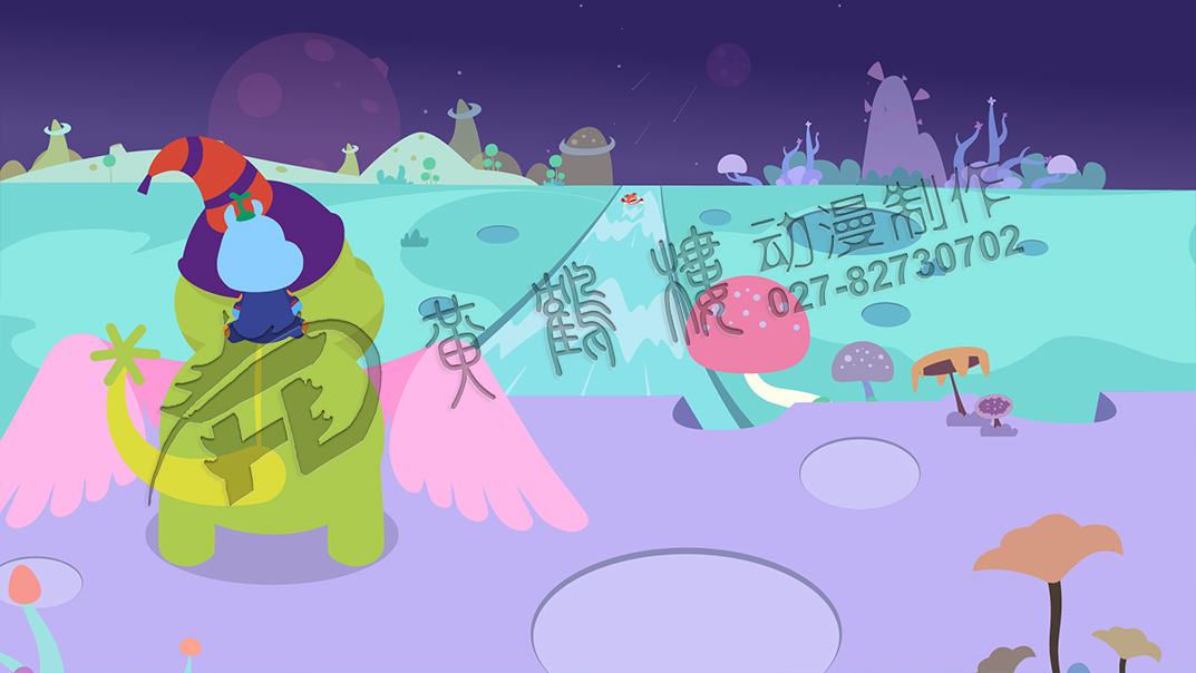 英語課動(dòng)畫片制作：掉入湖中的小惡龍，順著湖水向下游飄去.jpg
