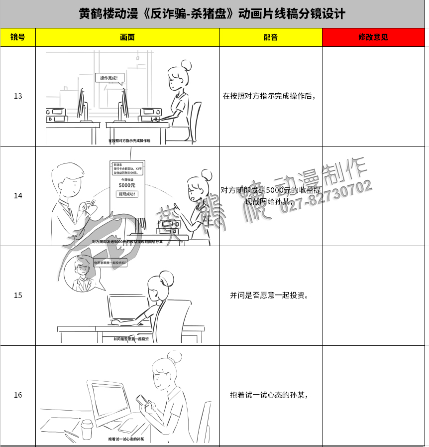 黃鶴樓動漫《反詐騙-殺豬盤》動畫片線稿分鏡設計13-16.jpg
