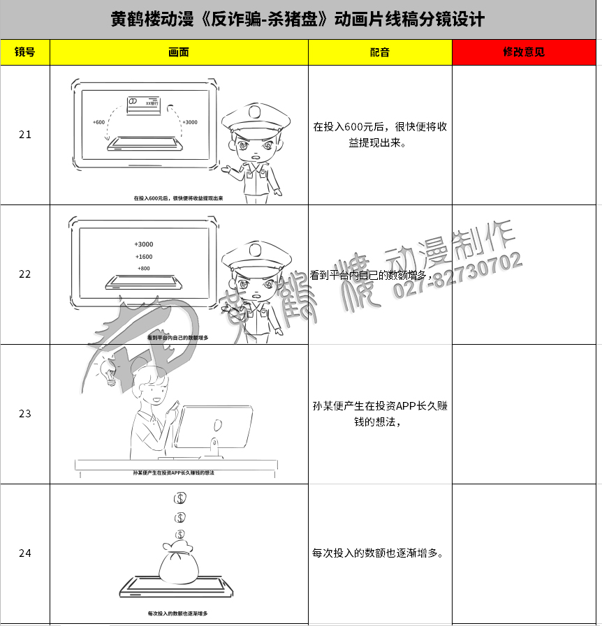 黃鶴樓動漫《反詐騙-殺豬盤》動畫片線稿分鏡設計21-24.jpg