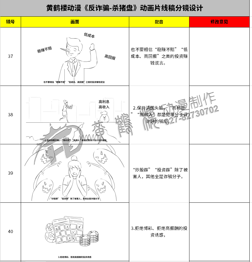 黃鶴樓動漫《反詐騙-殺豬盤》動畫片線稿分鏡設計37-40.jpg