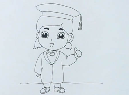 穿學(xué)士服的女學(xué)生簡(jiǎn)筆畫(huà)怎么畫(huà)