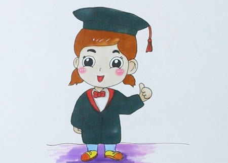 穿學(xué)士服的女學(xué)生簡(jiǎn)筆畫(huà)怎么畫(huà)