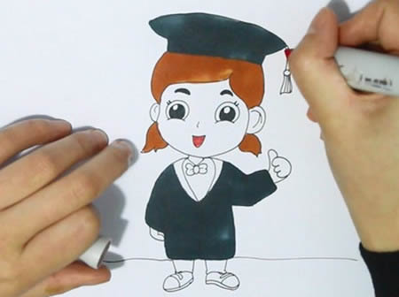 穿學(xué)士服的女學(xué)生簡(jiǎn)筆畫(huà)怎么畫(huà)