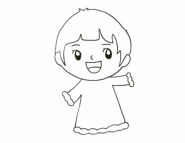 春節(jié)小朋友放鞭炮簡筆畫，新年小女孩放鞭炮簡筆畫