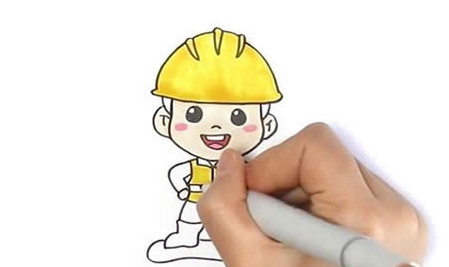 建筑工人簡(jiǎn)筆畫彩色畫法 步驟圖解