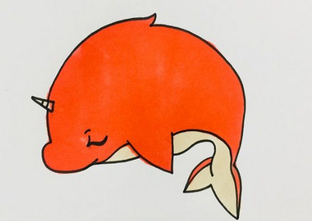 大魚(yú)海棠鯤簡(jiǎn)筆畫(huà)圖片帶顏色
