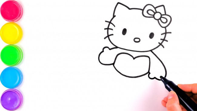 動漫手繪hello kitty貓的畫法，hello kitty貓美人魚步驟教程