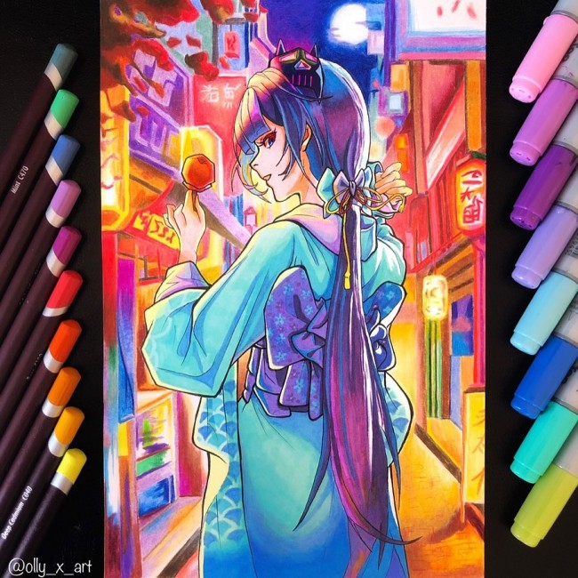 真正大神級馬克筆動漫手繪 過渡細(xì)膩柔和 色彩豐富艷麗