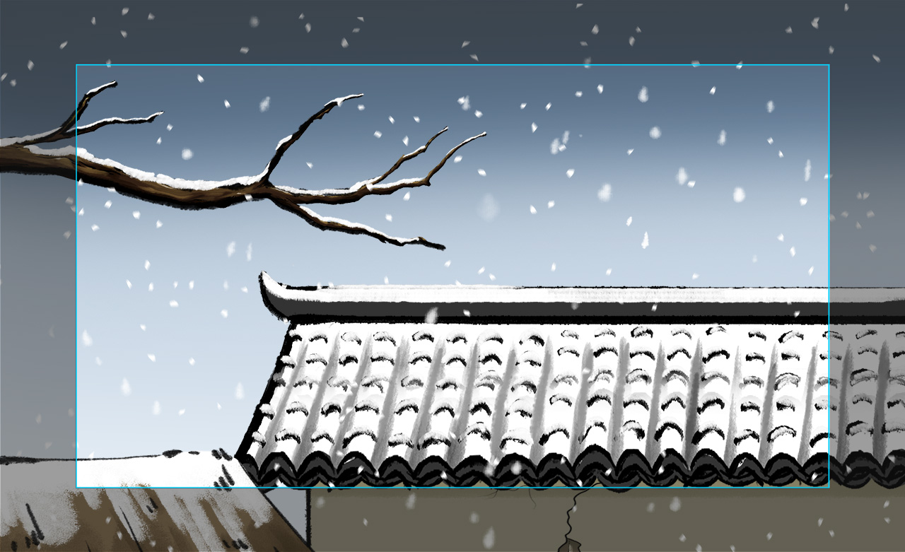 外寒風(fēng)凜冽，雪花飄飛，屋檐有厚厚的積雪.jpg